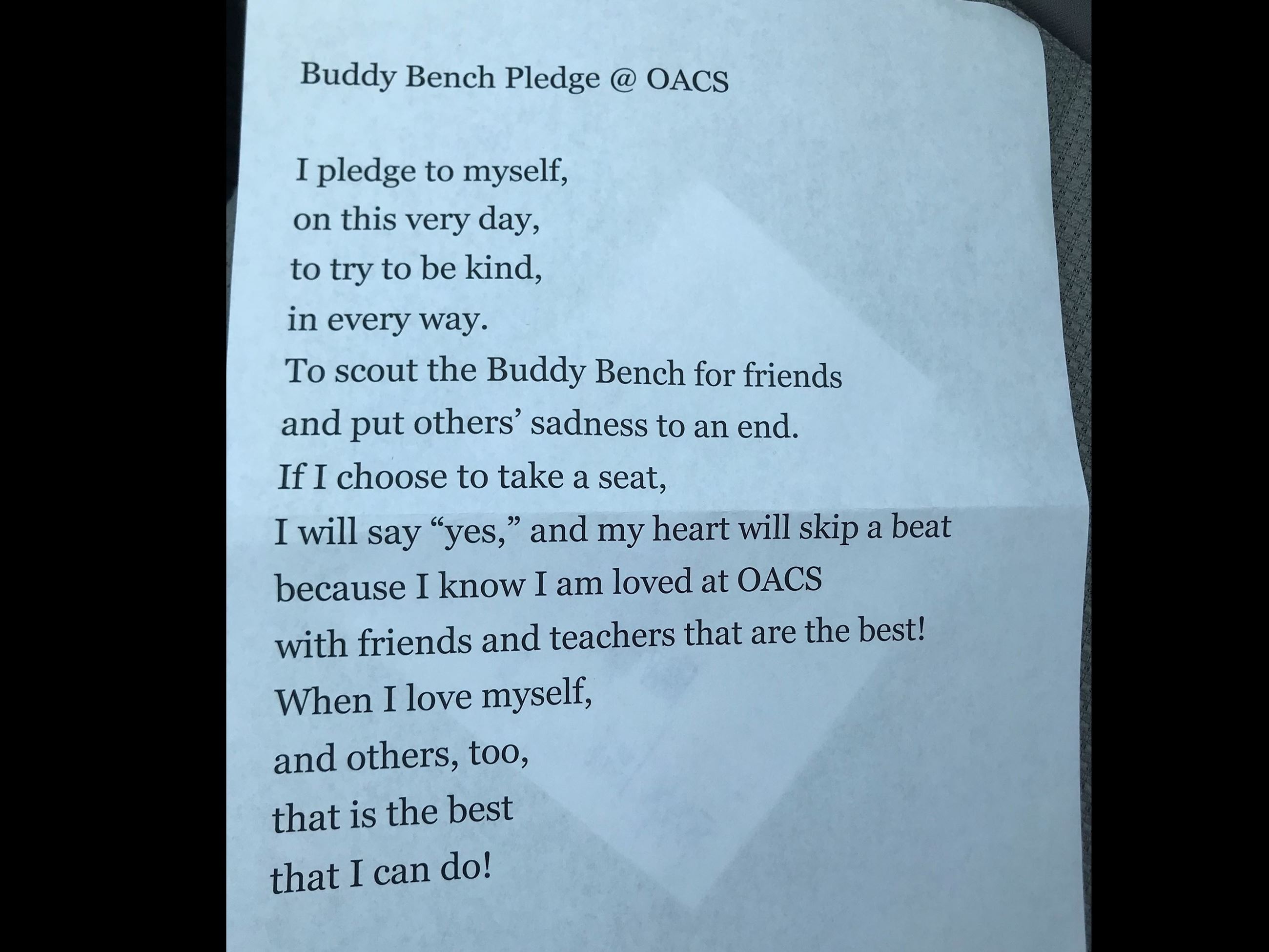 buddy bench pledge 2