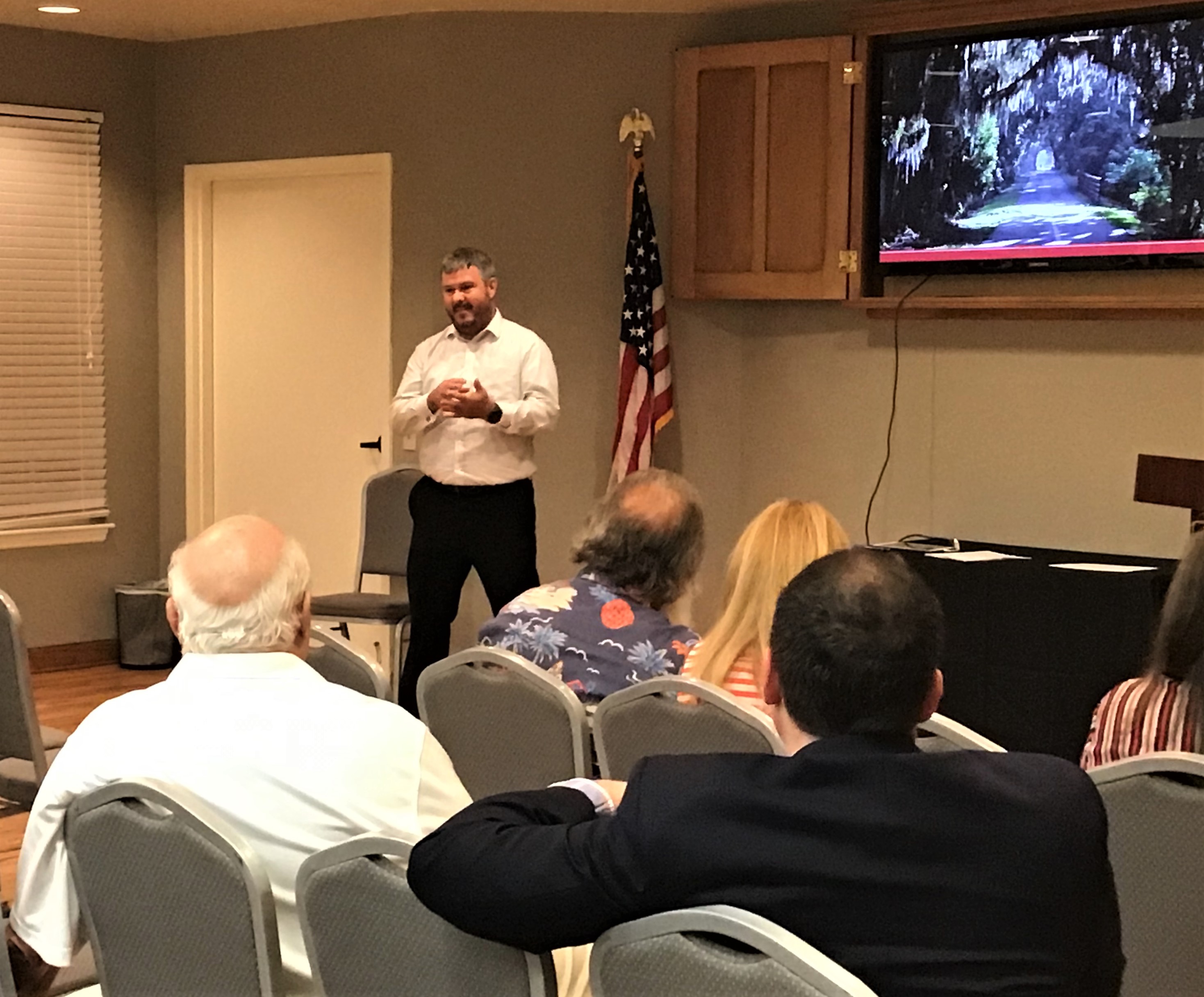 Town Manager Koontz answering questions